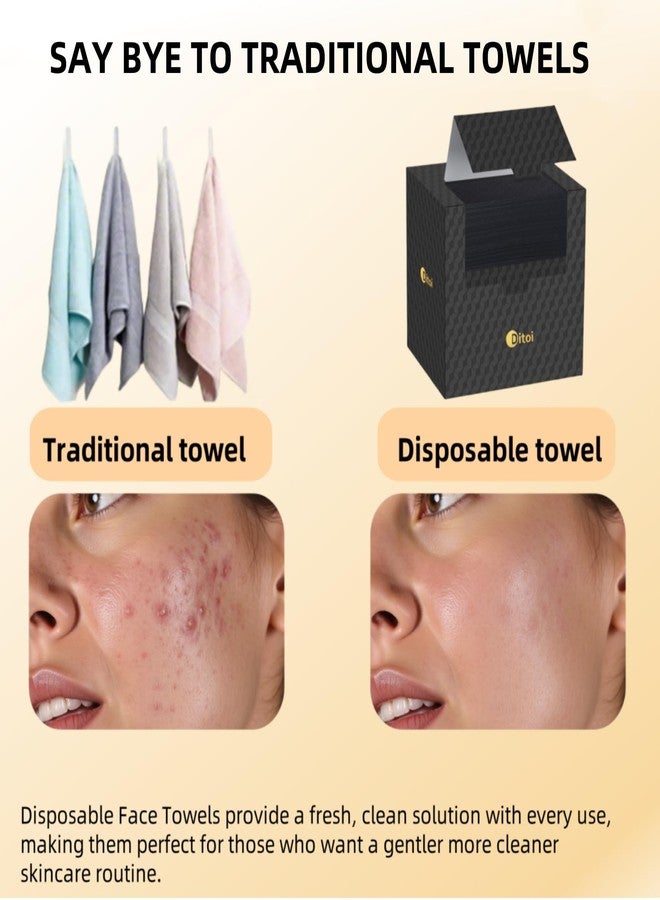 Ditoi Face Towels, Disposable Black Paper Towels, Light Exfoliation for Oily Skin,Facial Towels XL for Makeup Remover & Skincare,10"×12", 50 Count - Image 3